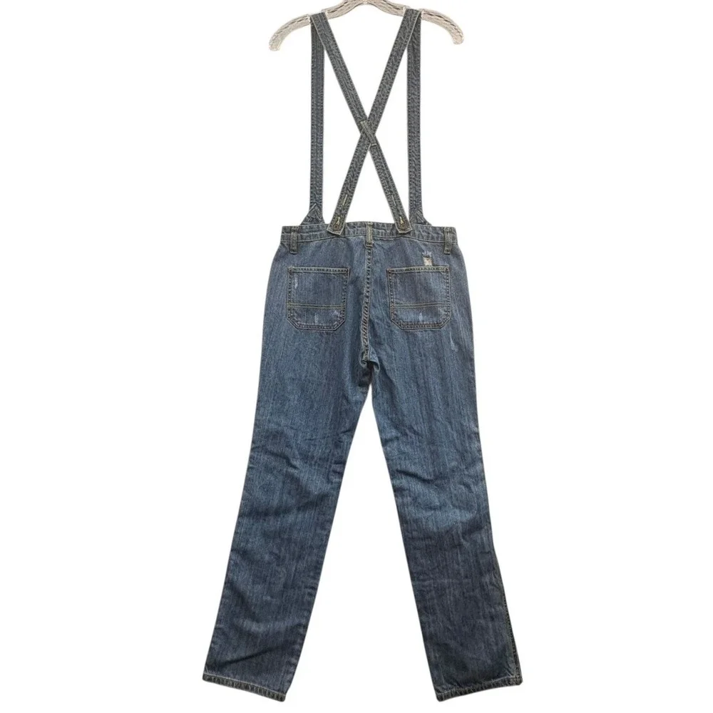 Litz Women's Distressed Denim Overalls Jeans‎ Adjustable Straps Pockets Size 27
